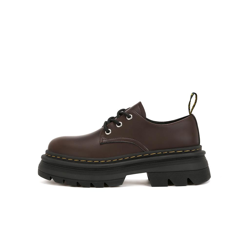 Full cowhide Su Yinyin little Martin lace-up thick-soled heightening casual Dr. Derby small leather shoes for women, genuine leather loafers for women