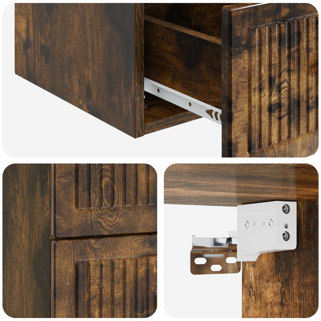 Wall Mounted Nightstand Smoked Oak 33 x 34.5 x 40 cm