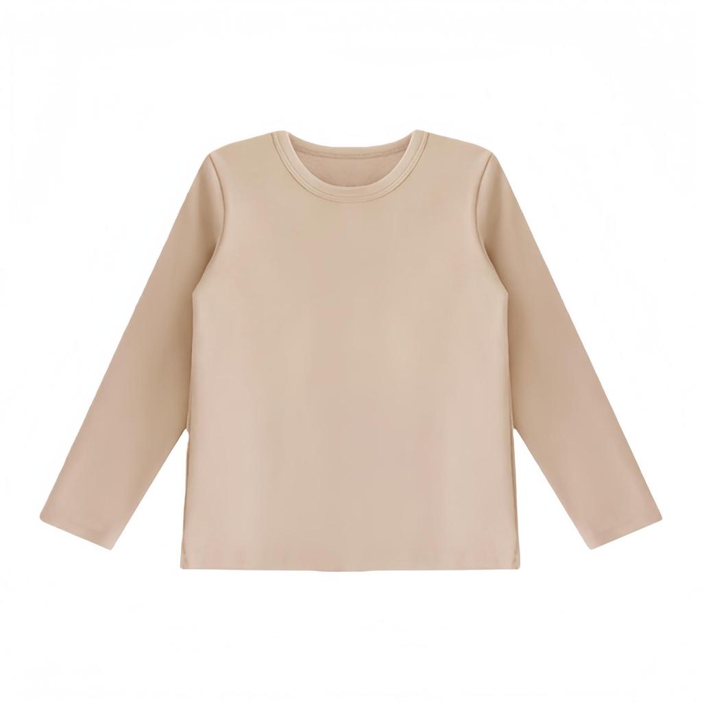 Kids' Long Sleeve Base Layer Top - Plain White or Black Pure Cotton T-shirt for Boys and Girls, Spring/Fall Wear