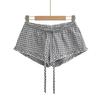 Spring 26 Plaid Lace-Up Shorts: Slim-Fit, College Style, Leg-Lengthening with Drawstring