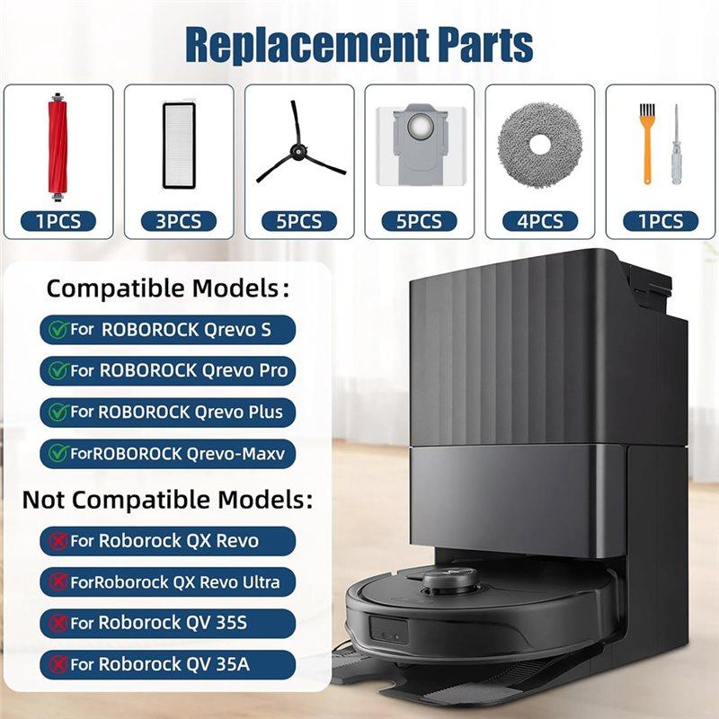 A02V-For Roborock Qrevo S/Pro Plus/Maxv 20 Pcs Robot Vacuum Replacement Parts Accessories
