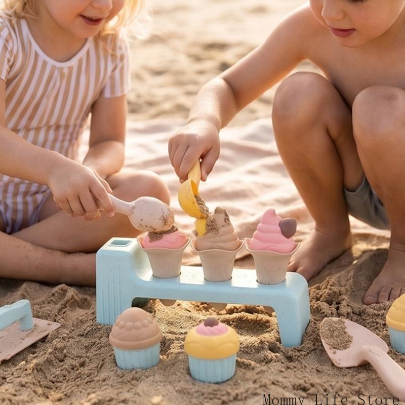 Creative Sand Play Set Beach Sand Bucket Toy With Icecream Cone Molds For Outdoor Activity Sandcastle Activity Toy