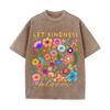 2026 Boho Spring Floral Tee Colorful Flower Illustration Letter Print Casual Comfortable Oversized Tshirt Soft Crew Neck Daily