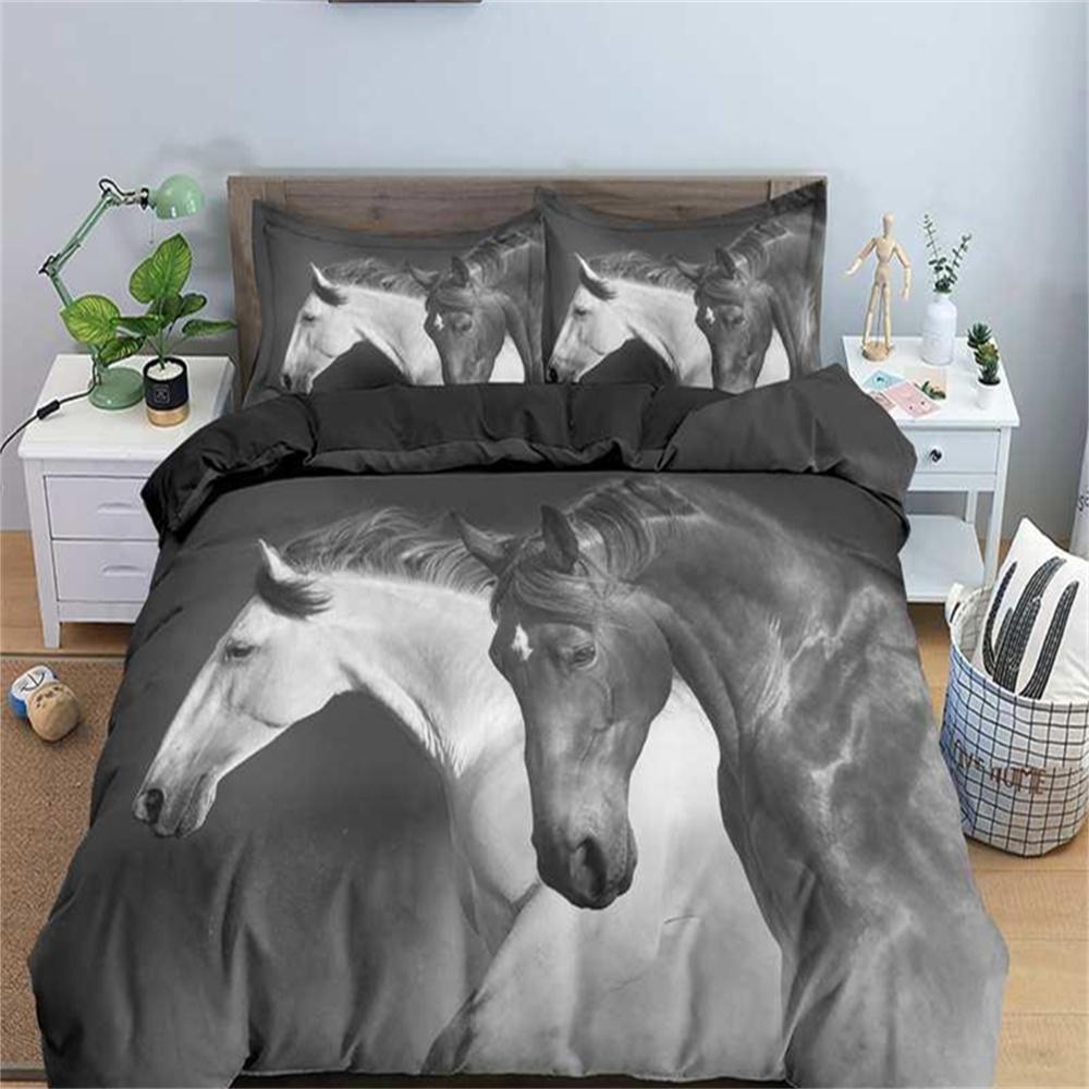 

Роскошный 3D комплект постельного белья Европейский Queen King Double Пододеяльник Комплект постельного белья Удобное одеяло/покрывало Комплект постельного белья Животное Лошадь EU Single135x200cm