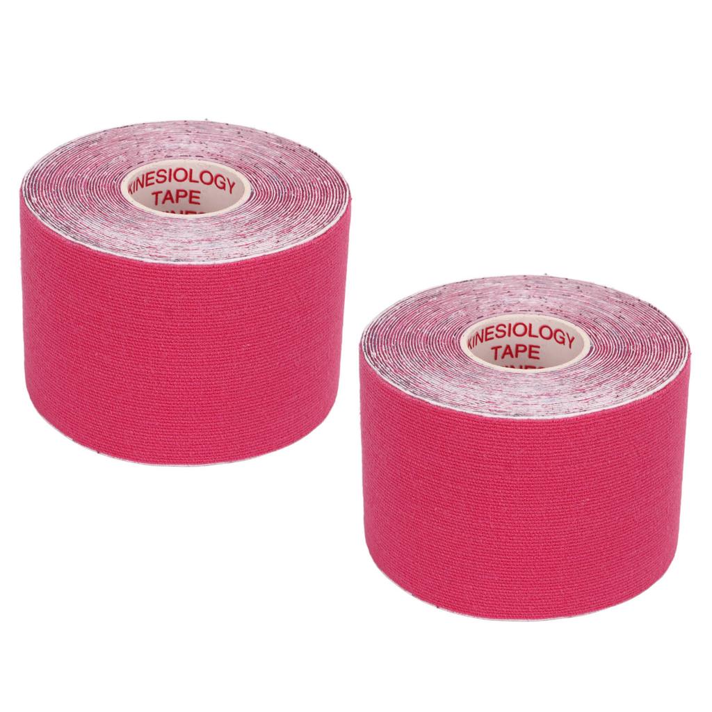 2PCS Athletic Kinesiology Tape 5cm Width 5m Length Muscle Sticker Protector for Fitness Badminton Rose Red