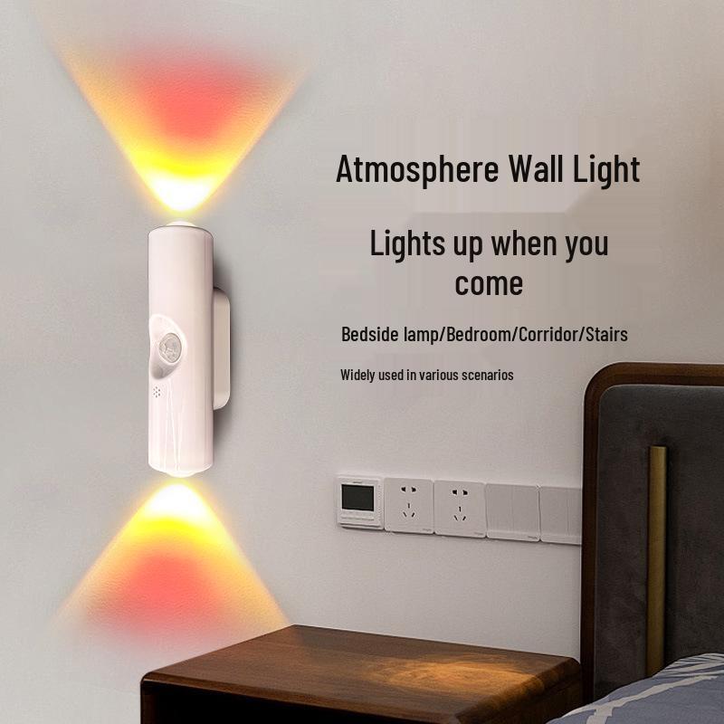 Rechargeable Seven-Color Induction Night Light: Wireless Gradient Wall Lamp for Bedroom
