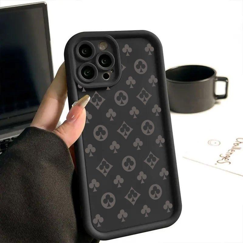 Creative Black and Gray Pattern High-Tube Anti-Drop Phone Case, Suitable for iPhone 17, 16, 15, Plus, Pro, Max Series Phones—Can Be Used As a Gift
