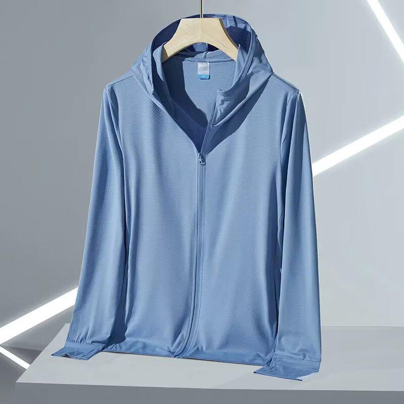 

Унісекс літня куртка з капюшоном на блискавці для захисту від сонця - Однотонна, Універсальний стиль кардигану 2XL