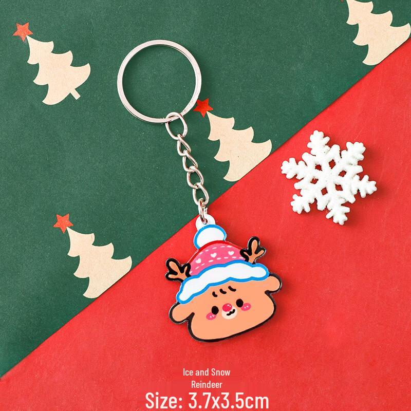 Santa Claus Reindeer Acrylic Christmas Keychain