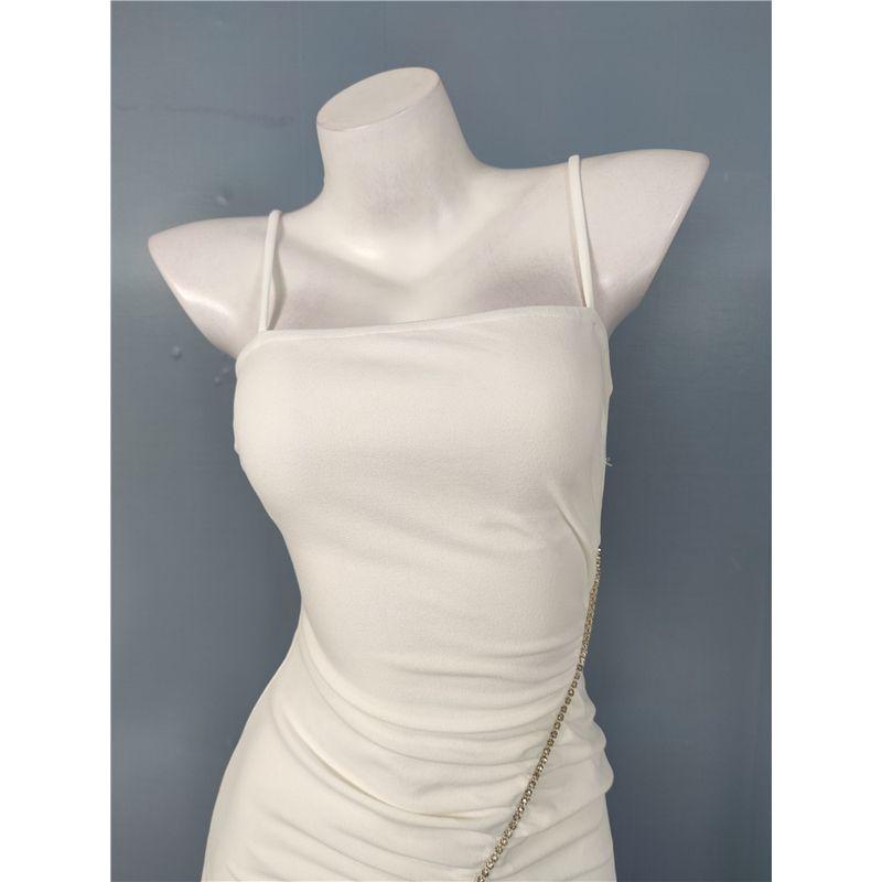 Foreign Trade Order Sexy Gyaru Sling Waist Hugging Slimming Pleat Diamond Decorations Fashion Summer New Sheath Short Dress