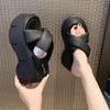 Mode 2025 Sommer Neue Mode Coole Schleppende Damen Kreuzband Dicksohlige Koreanische Version von Lässigen Coolen Slippern Höhenerhöhung 8 CM
