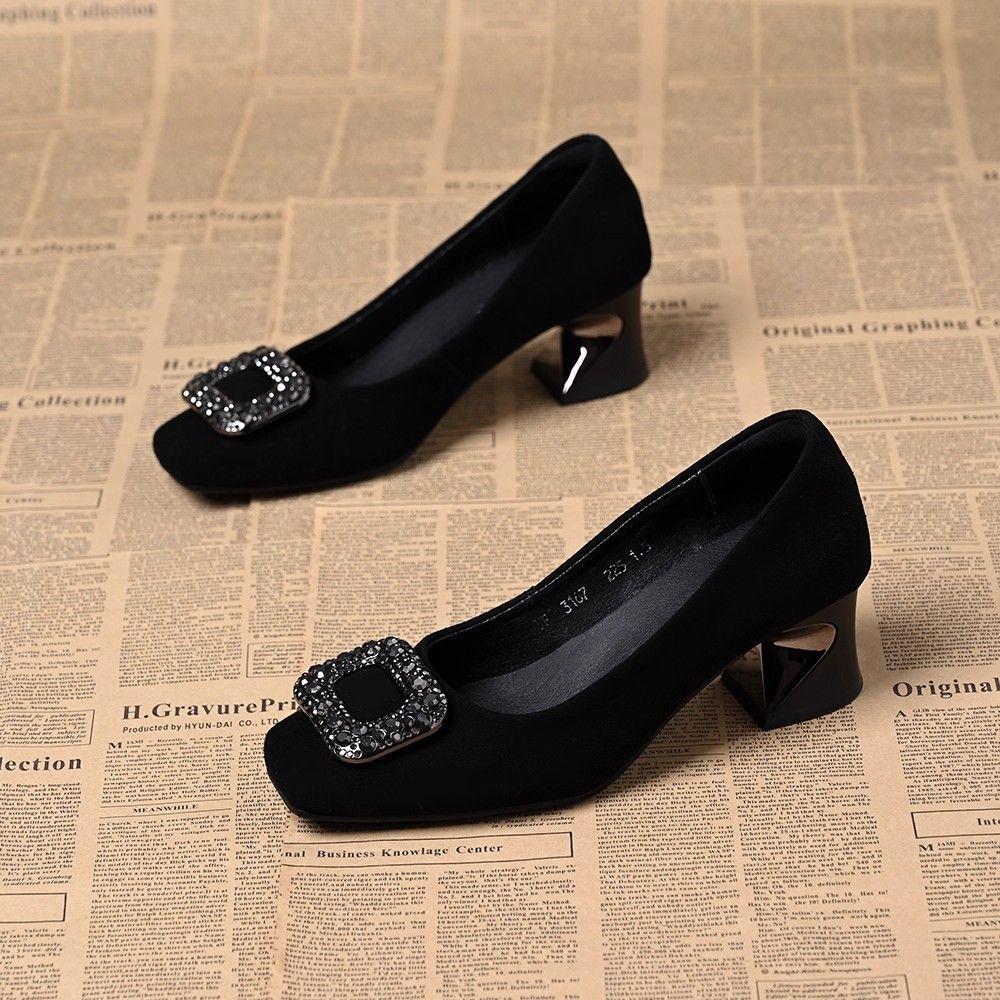 Damenmode elegant Komfort Frühling & Sommer Slip-On Schuhe mit Blockabsatz Dame Sexy Party Nachtclub Hochzeit Pumps ab531
