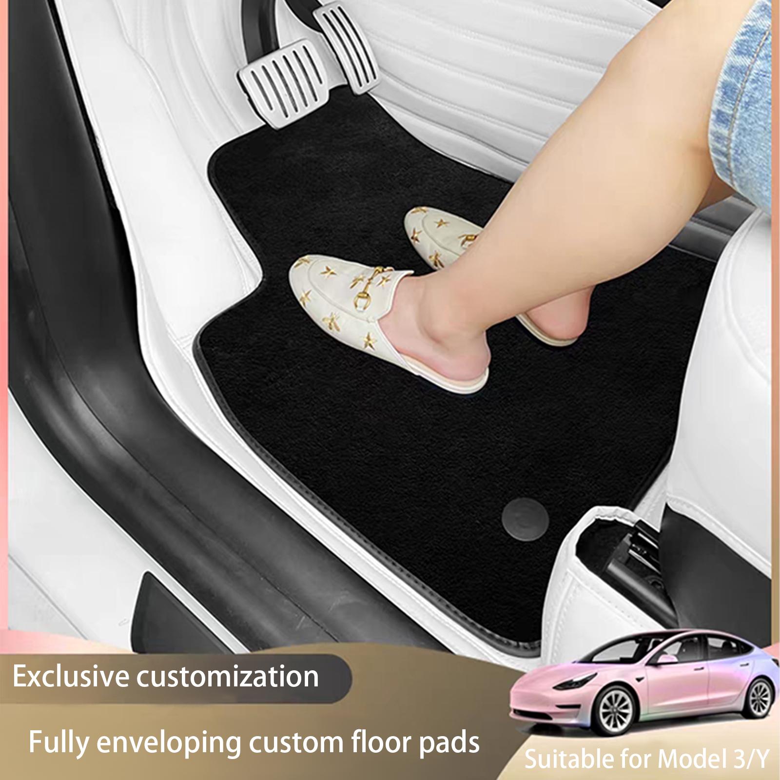 

Для модели Tesla 3 Y 3D двухслойный полный объемный коврик для ног автомобиля Напольный коврик из кожи наппа Auni флисовая подкладка защищает интерьер