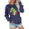 Women's Casual Comfortable Neck Hooded Long Sleeve Christmas Print Warm Sweatshirt
