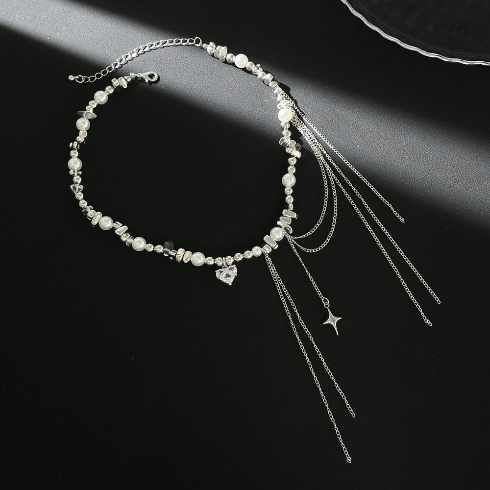 Heart-shaped Choker Necklace Irregular Crystal Necklace Vintage Chain Necklace  Jewelry Accessories