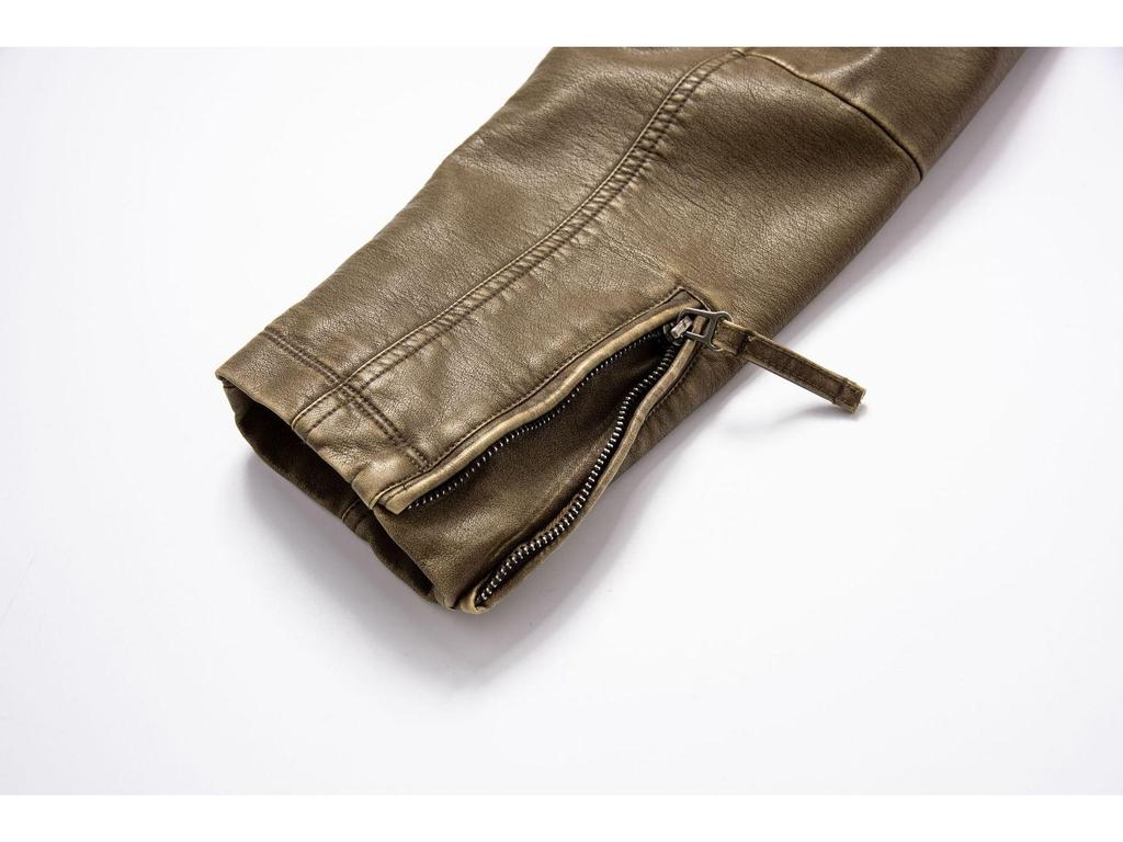 Men's Retro PU Leather Motorcycle Jacket with Pockets