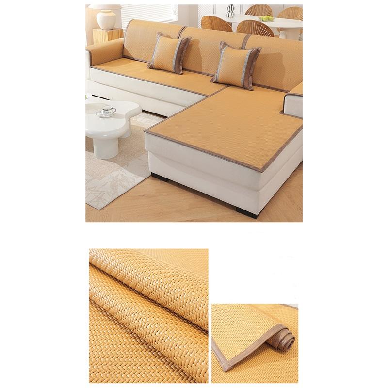 Summer Sofa Cover Cushion Pad Cooling Mat Rattan Seat Ice Silk Non Slip Universal Chaise Lounge Sofa Protector