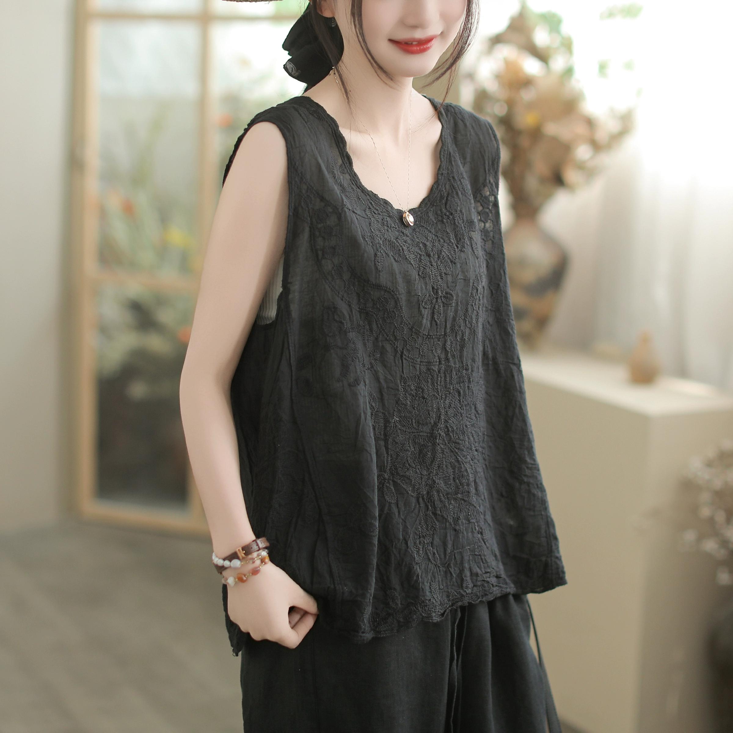 

DIMANAF 2025 Новые женские летние базовые футболки без рукавов, модные топы, футболки, повседневные свободные белые футболки One Size чёрный