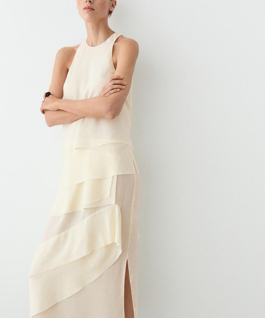 Masimodutti Frill Fluid Midi Dress