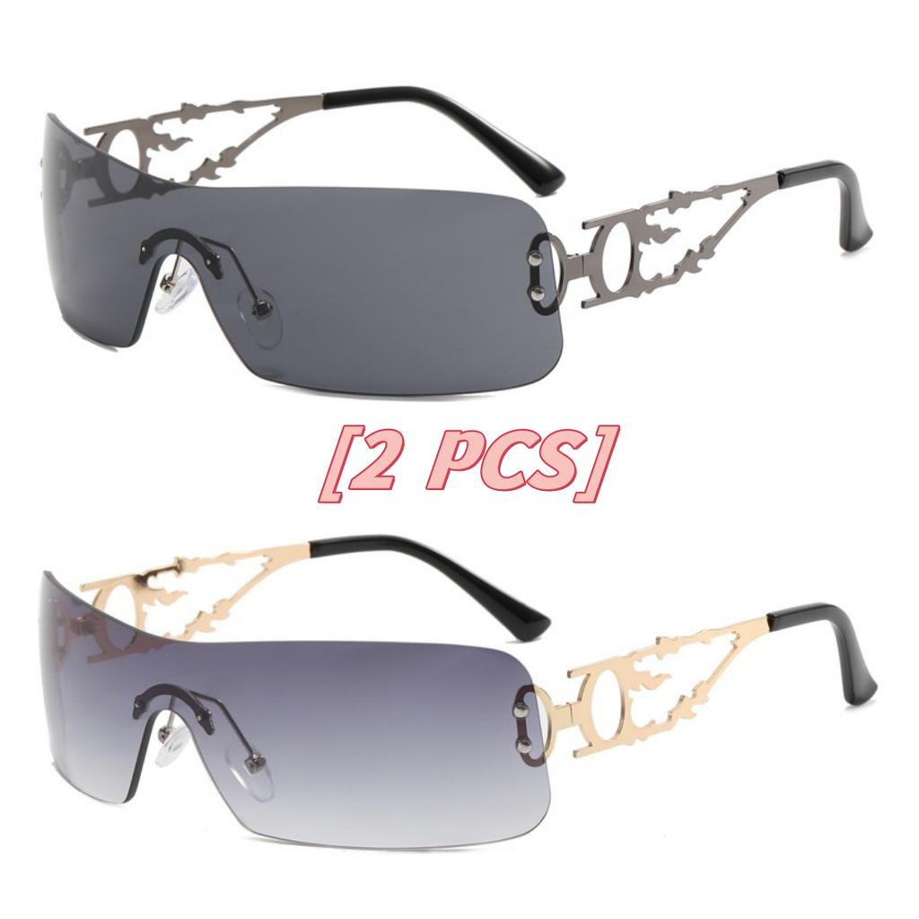 Spice Girls Fashionable Rimless Hollow Out Sunglasses Women Hipster Streetwear Accessories for Daily Wear