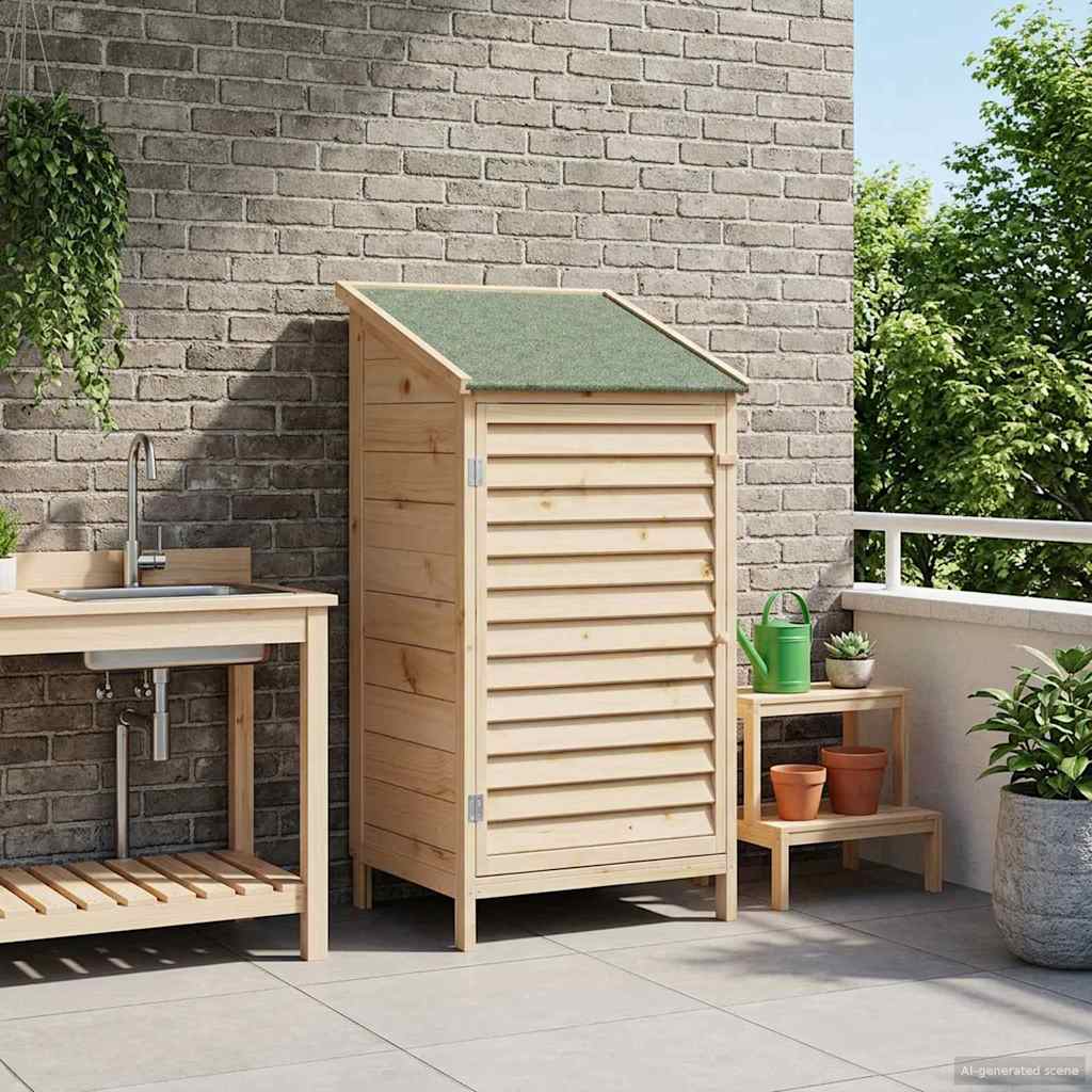 Garden Shed Natural 59 x 56 x 113.5 cm Solid Spruce Wood