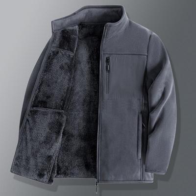 Herbst- und Wintermantel mit dickem Samt für Herren-Oversize-Oberteil, Herren-Frühlingsbekleidung Dünne Jacke, Herren-Mittelalter- und Senioren-Bekleidung Stehkragenjacke