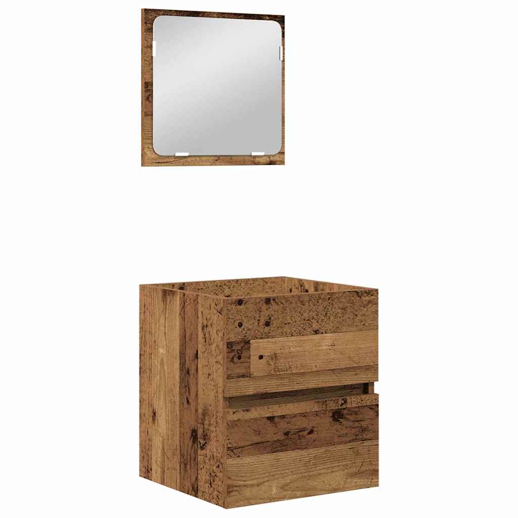 Bathroom Furniture Set 2 Pcs Reclaimed Wood & White Wood Based Material