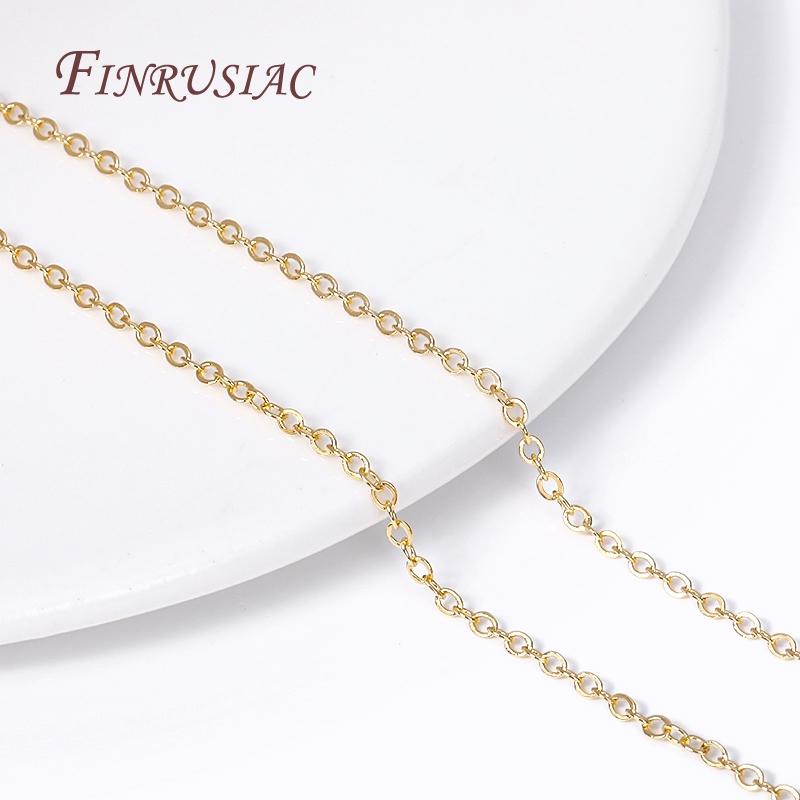 High Quality Spool Chains For DIY Necklace Bracelet Making Supplies 18K Gold Plated Metal O Shape 2.0mm Thin Chains Wholesale