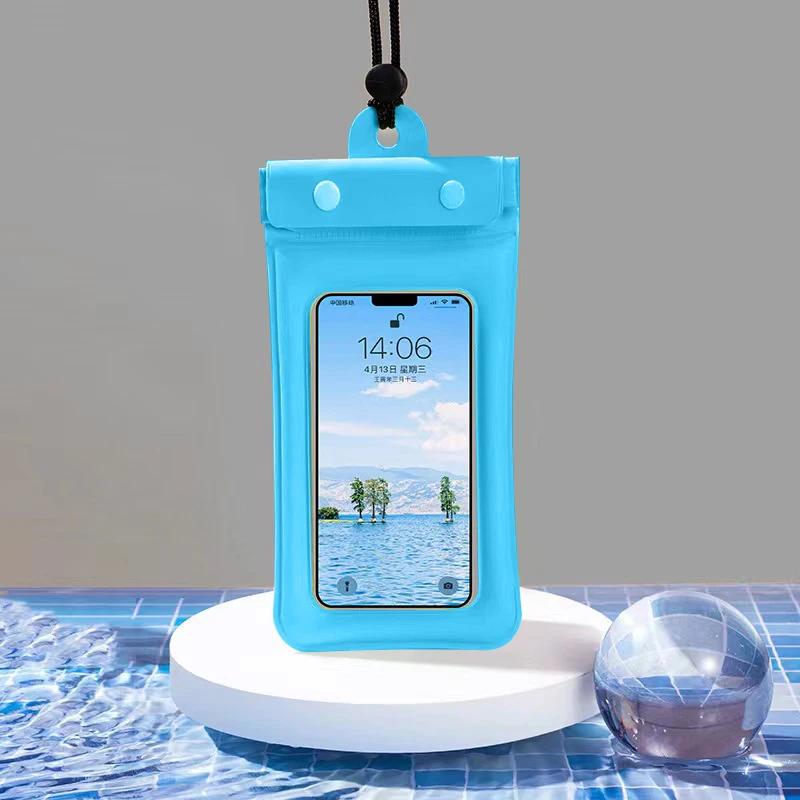 

Universal Waterproof Floating Airbag Phone Pouch – Swim Beach Case suit for iPhone 16 15 14 13 12 11 Pro Max, Samsung Ultra More светло-синий