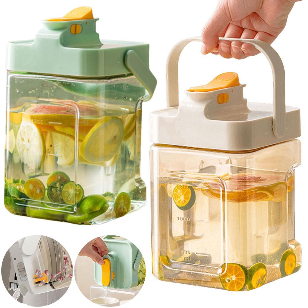 2.3L Refrigerator Cold Water Kettle Juice Water Jug with Spigot Iced Beverage Dispenser Outdoor Camping Liquid Drink Container
