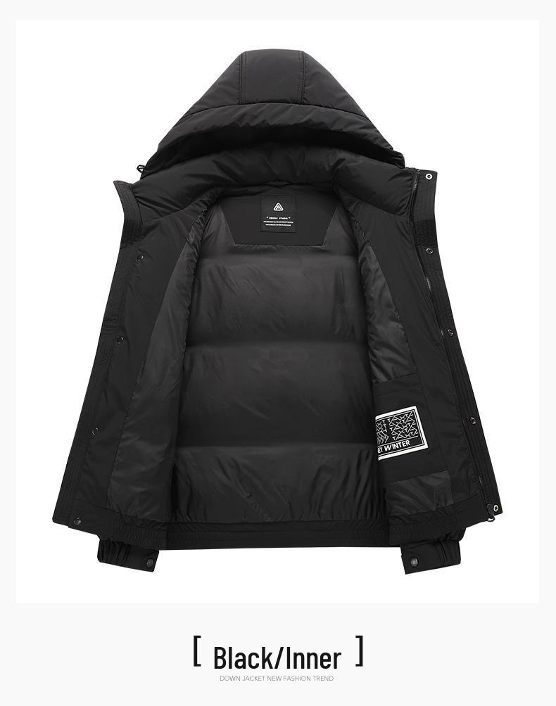 Men's Winter Hooded Windproof Duck Down Jacket - Thick, Warm, High-Quality Outerwear