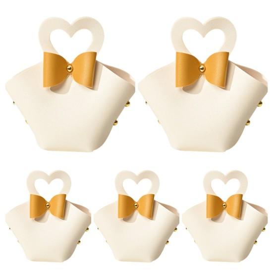 5 db-os ajándéktáska Kényelmes színes mini kézitáska Műbőr cukorkatáskák bulikhoz esküvők dekorációjához