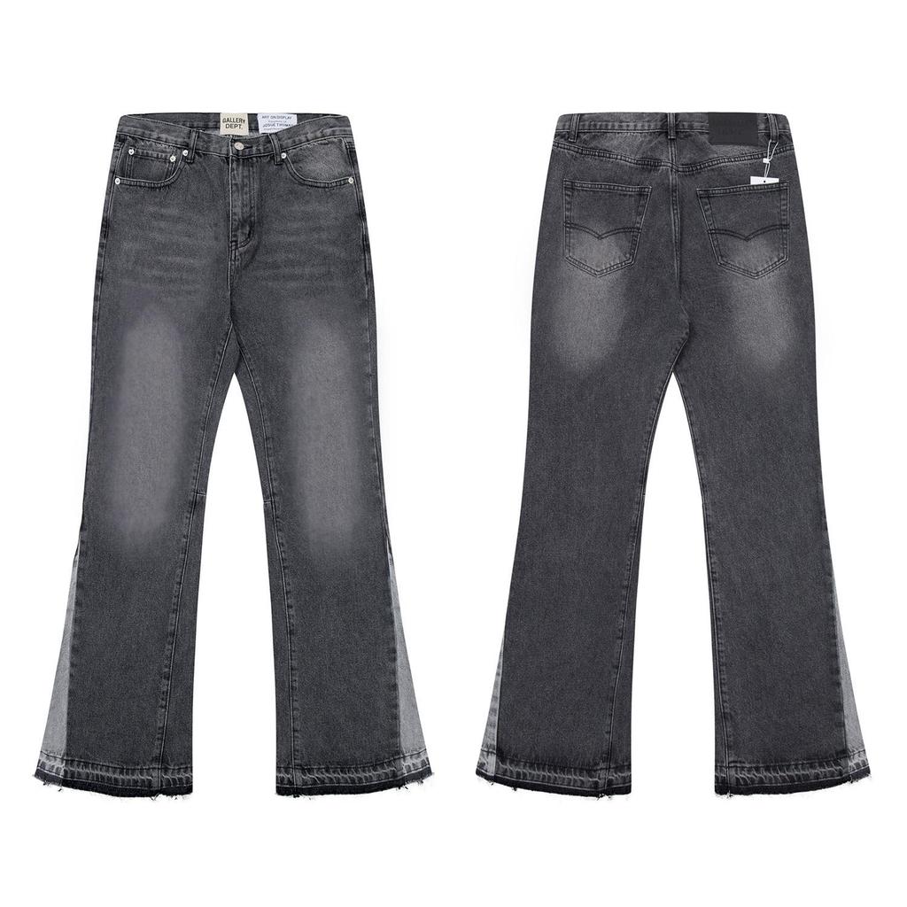Trendy Wijde Jeans, Gewassen, Slijtageplekken, Patchwork, Unisex Stijl