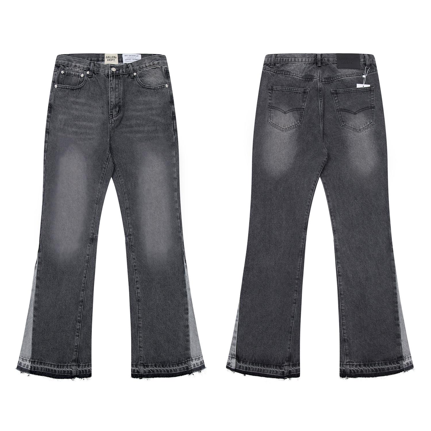 KaiTingu Trendy uitlopende jeans, gewassen, verweerd, patchwork, uniseks stijl S