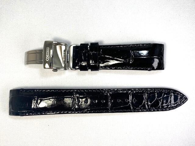 L0GG013J9 SEIKO Brightz 20mm Leather Crocodile for Strap, Black, SAGA217/ 8B92-0AP0
