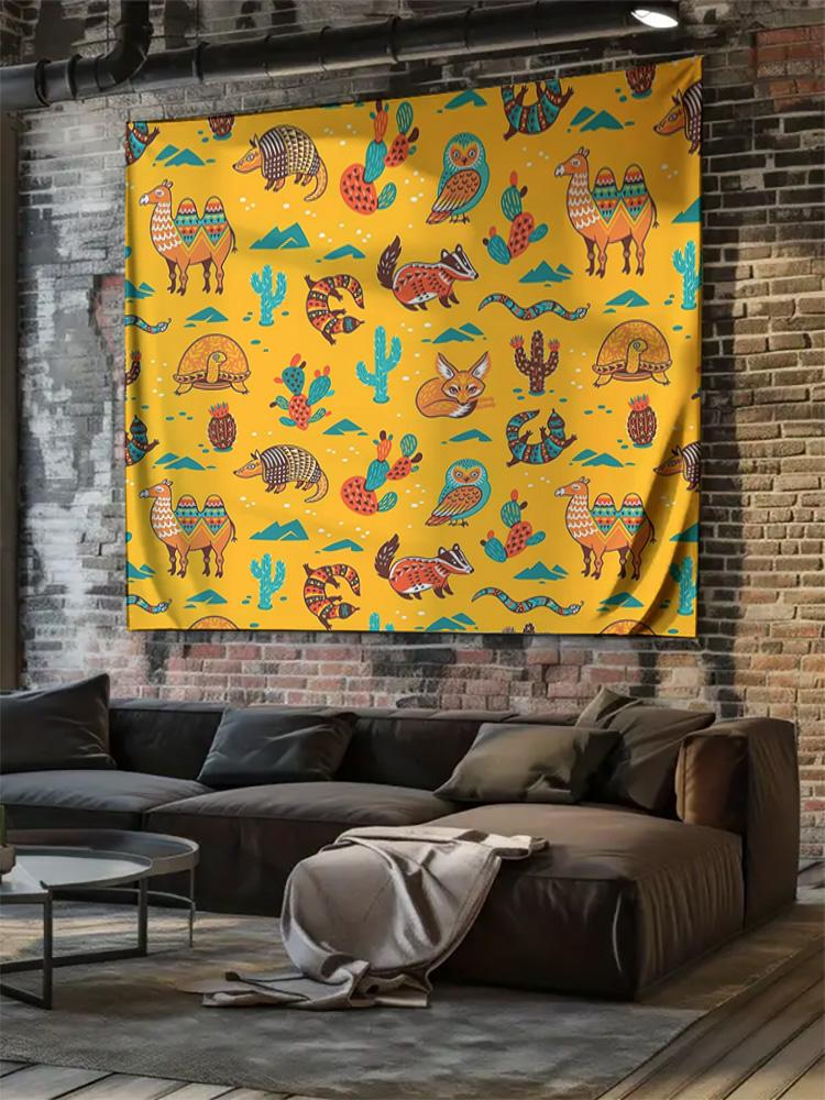 Boho Desert Tapestry Wall Hanging Southwestern Home Decor Cactus Animal Nature Wall Art Bedroom Living Room Aesthetic Vibes