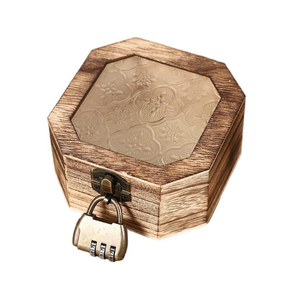 With Lock Wooden Jewelry Storage Box Portable Treasure Decorative Box  Home Decoration