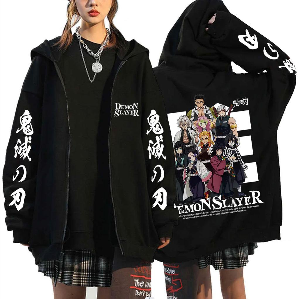 

Anime Demon Slayer Hashira Members Graphic Zipper Hoodie Men Women Casual Oversized Zip Up Jacket Men s Casual Sweatshirt S