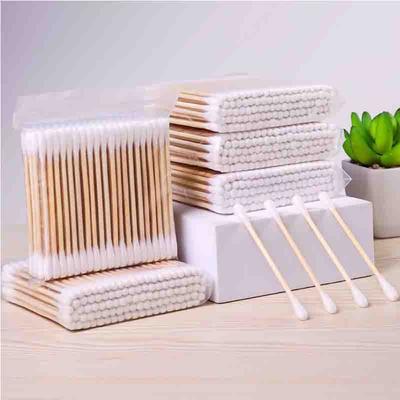 100 Pcs Cotton Buds Cotton Swabs Wooden Q-Tip Disposable Double-Tipped Cotton Buds  Daily Cleaning