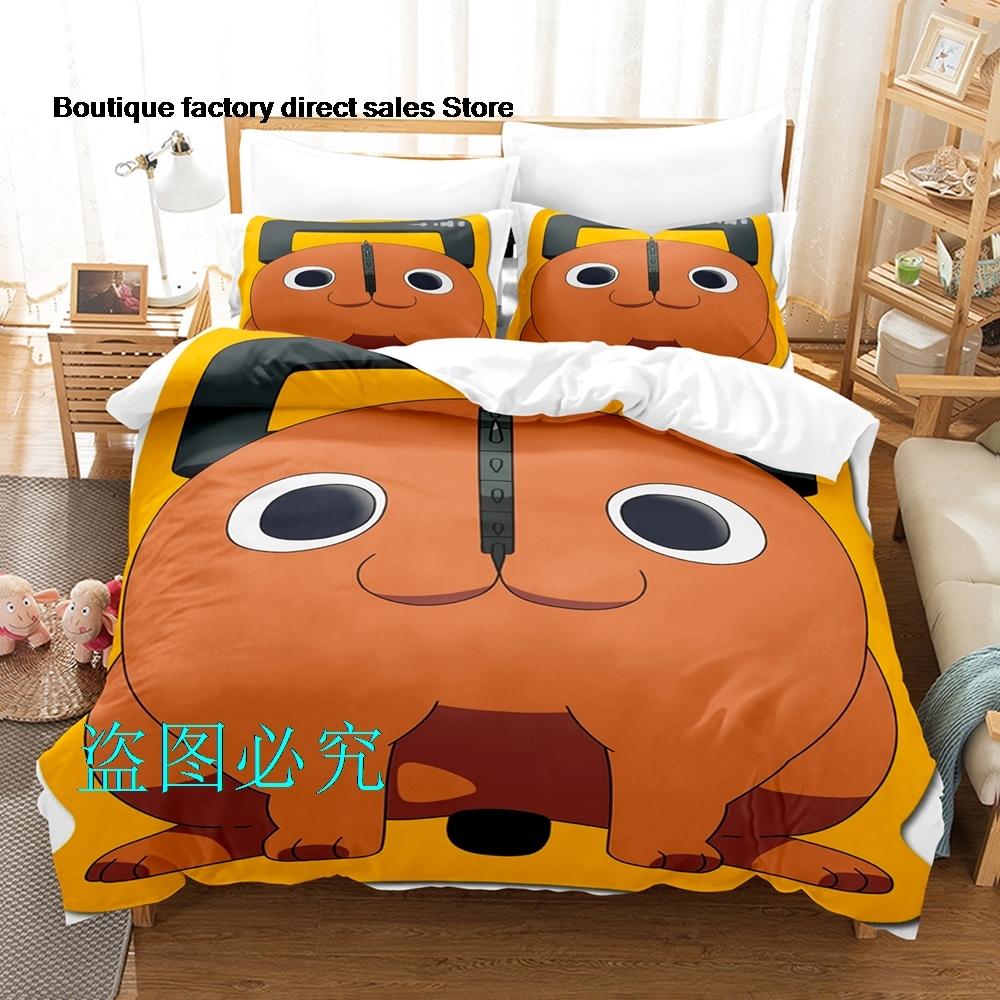 Pochita Chainsaw Man Bedding Set Single Twin Full Queen King Size Bed Set Adult Kid Bedroom Duvetcover Sets Parure De Lit Bed