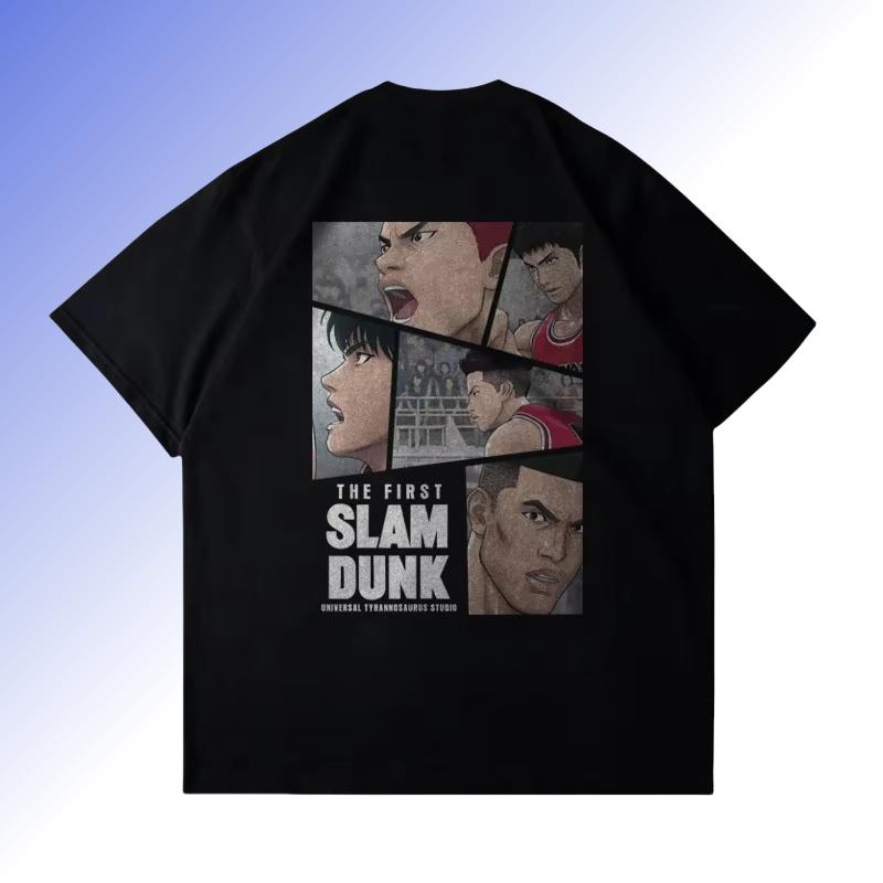 Large Cotton Men's Japanese Anime 2025 Slam Dunk Master Printed Short Sleeve T-shirt Summer Casual Loose T-shirt Top Clothing