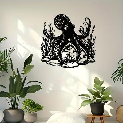 Metal Wall Art Octopus Ocean Plants Nature Inspired Gift Easter Mothers Day Europe Day Decor Kitchen Patio Living Room