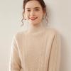 Women's Thickened Cashmere Sweater - Autumn/Winter, Half-High Neck, Twist Pattern Pullover, Casual Fashion.
