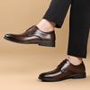 Fashion New Classic Flats Luxury Brand Shoes  Men's Elegant Black Dress Shoes Authentic Leather Lace Up Oxfords Business Social Footwear