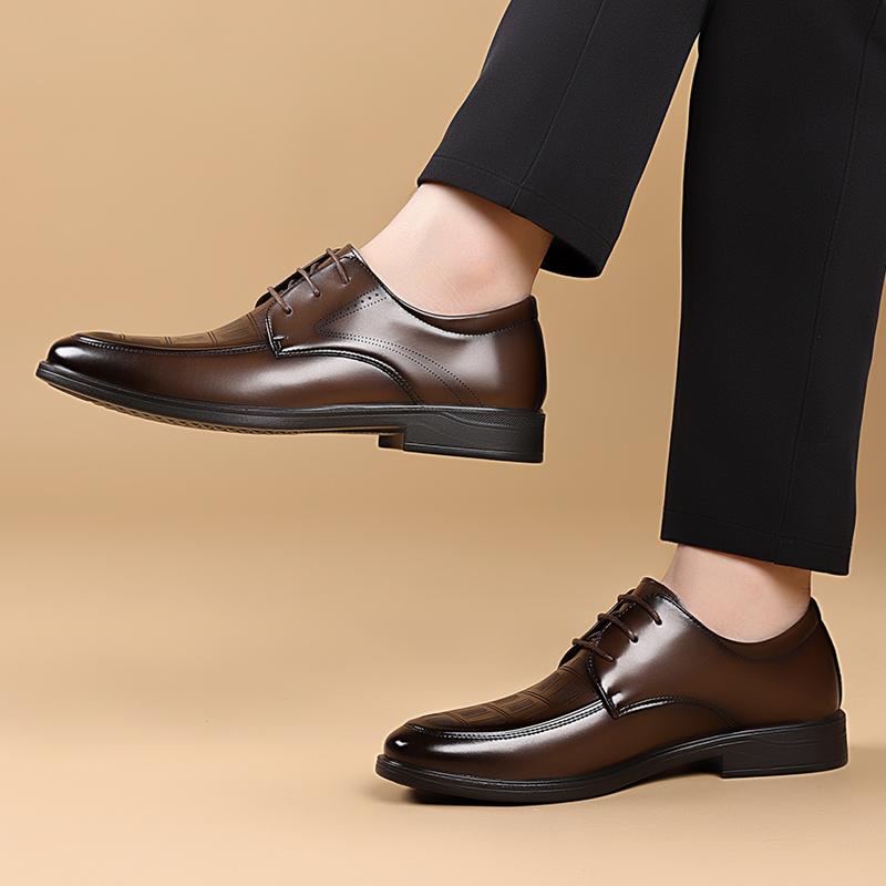 Fashion New Classic Flats Luxury Brand Shoes  Men's Elegant Black Dress Shoes Authentic Leather Lace Up Oxfords Business Social Footwear