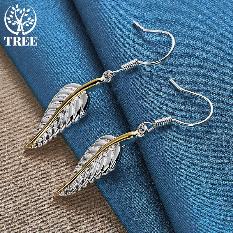 Bijuterii cercei cu pene din argint 925