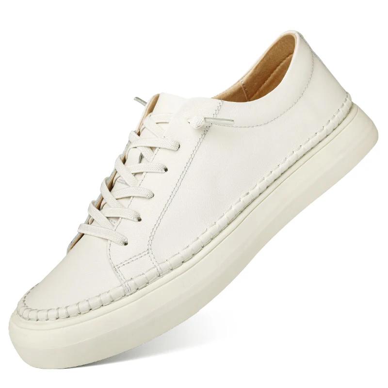 

Мужские повседневные туфли Muller, модные, из натуральной кожи, на плоской подошве, дизайнерские, удобные, легкие, нескользящие, прогулочные, оксфордские туфли 44 белый