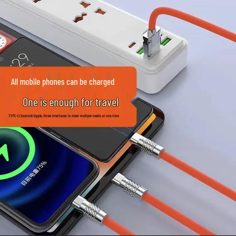120W Jike Line One-to-Three Fast Charging Cable for Apple Huawei Honor
