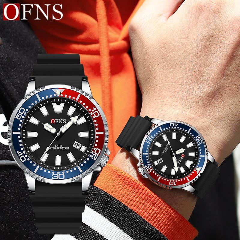 Men's Quartz Watch Calendar Luminous Sports Rubber Strap Waterproof Casual Cool Wristwatch Male Clock Reloj Hombre