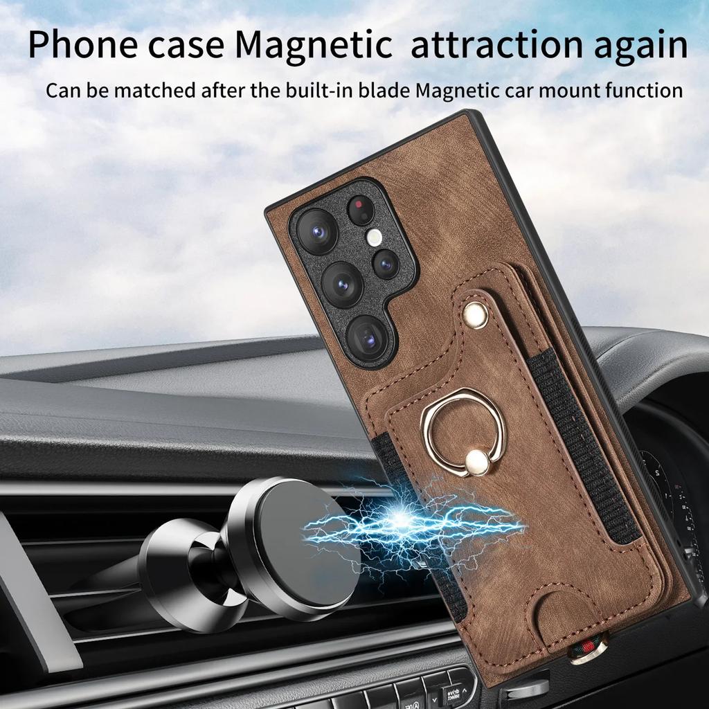 Ring Holder Phone Case for Samsung Galaxy S23 S21 FE S25 S24 S22 Ultra Plus A16 A06 A36 A15 A54 A53 A34  Wallet Card Slot Cover